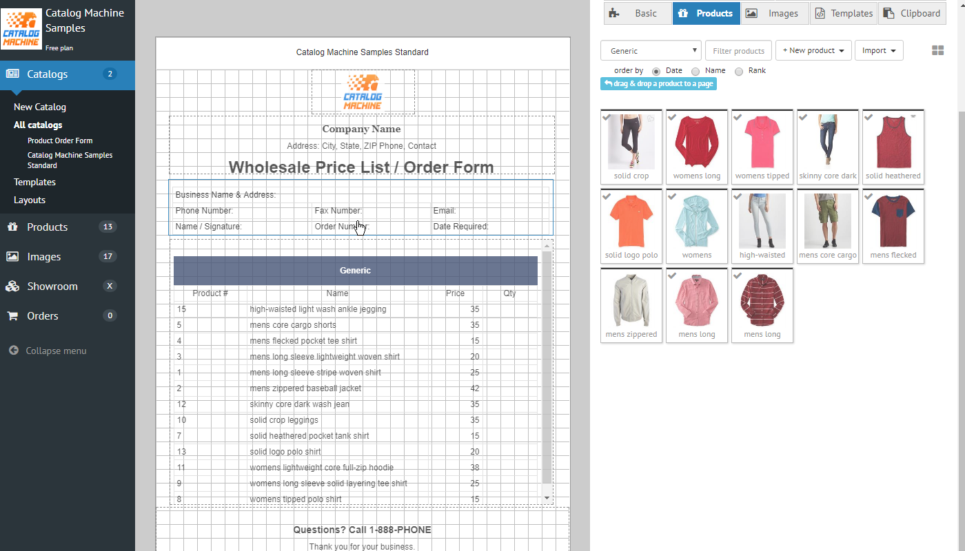 Product Order Forms Easily Create Order Forms And Catalogs With Custom